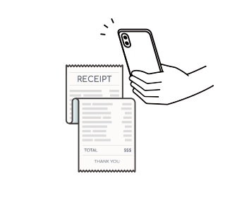 対象店舗のレシートを撮影 イラスト